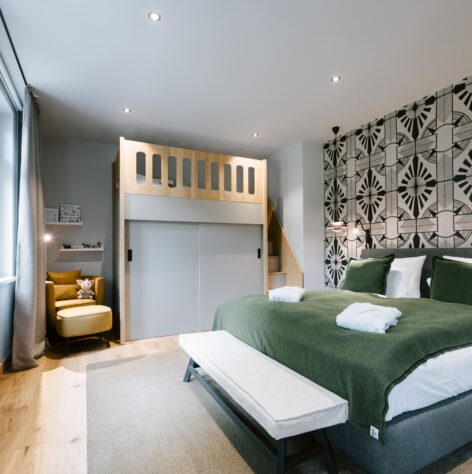 1-Raum Appartement Nummer 61 im Landhaus Averbeck, Hochbett