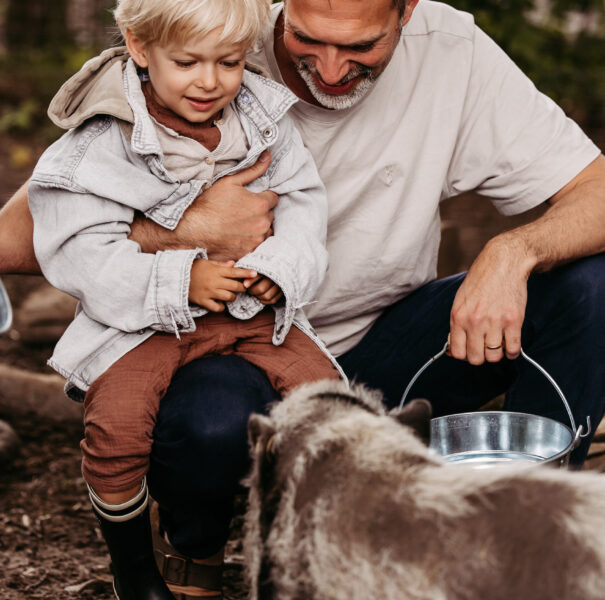 Vater und Sohn bei Schwein